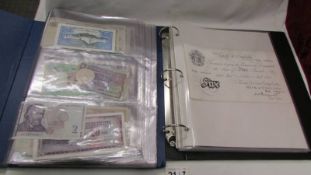 A good collection of bank notes in two albums - Album includes Bank of England £5, £1, 10/- etc.