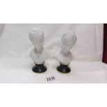 A pair of continental porcelain busts.