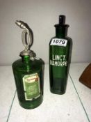 A Cromessol fragrant disinfectant & a Linct diamorph green glass bottles