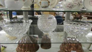 Two Waterford crystal bowls and a Waterford crystal vase. (collect only).
