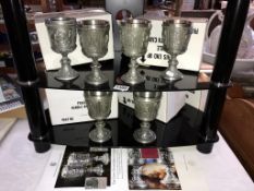 6 Franklin Mint museum collection pewter Goblet collection