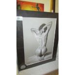 An unframed nude study signed and dated 2017.