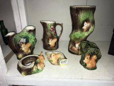 6 pieces of Hornsea woodland ornaments