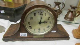A Napoleon hat mantel clock. (collect only).