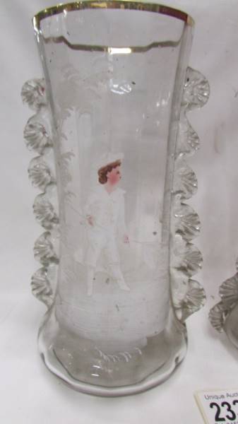 A pair of Mary Gregory style glass vases. - Image 2 of 3