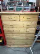 A reclaimed solid pine chest of drawers (89cm x 46cm x 109cm)(Collect only)