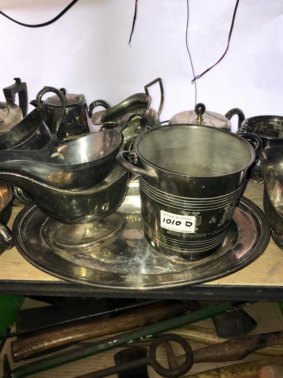 A quantity of silver plated metal ware including tea set, tray & gravy boats etc. - Image 3 of 4