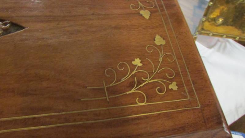 A mahogany magazine rack with brass inlay. (Collect only). - Image 3 of 4