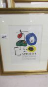 Joan Miro (1893-1983) Plate signed lithographic print Exposition surrealism Galerie Maeght France