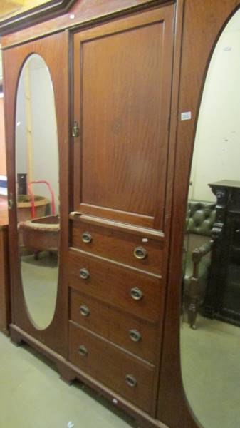 A mahogany mirror door combination wardrobe. (Collect only). - Image 3 of 3