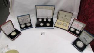 A collection of boxed silver proof sets including 1994-1997, one pound collection, 1982,