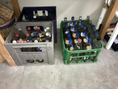 3 crates of vintage glass pop bottles