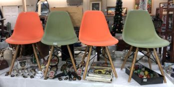 4 retro style Eiffel chairs with plastic seats,