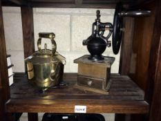 A brass kettle,