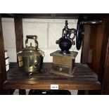 A brass kettle,