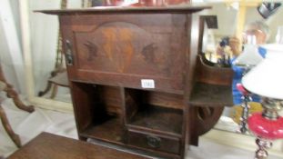 A small art nouveau inlaid cabinet. (collect only).