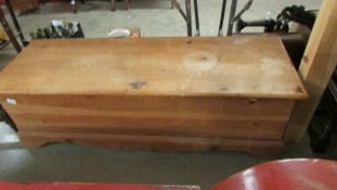 A pine blanket box, 55" x 19" x 17" high. (Collect only).