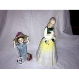 2 Royal Doulton figures 'Make Believe HN2555 (A/F) & Spring time HN 3033'