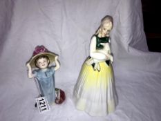 2 Royal Doulton figures 'Make Believe HN2555 (A/F) & Spring time HN 3033'