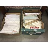 2 boxes of linen including sealed silk sheets