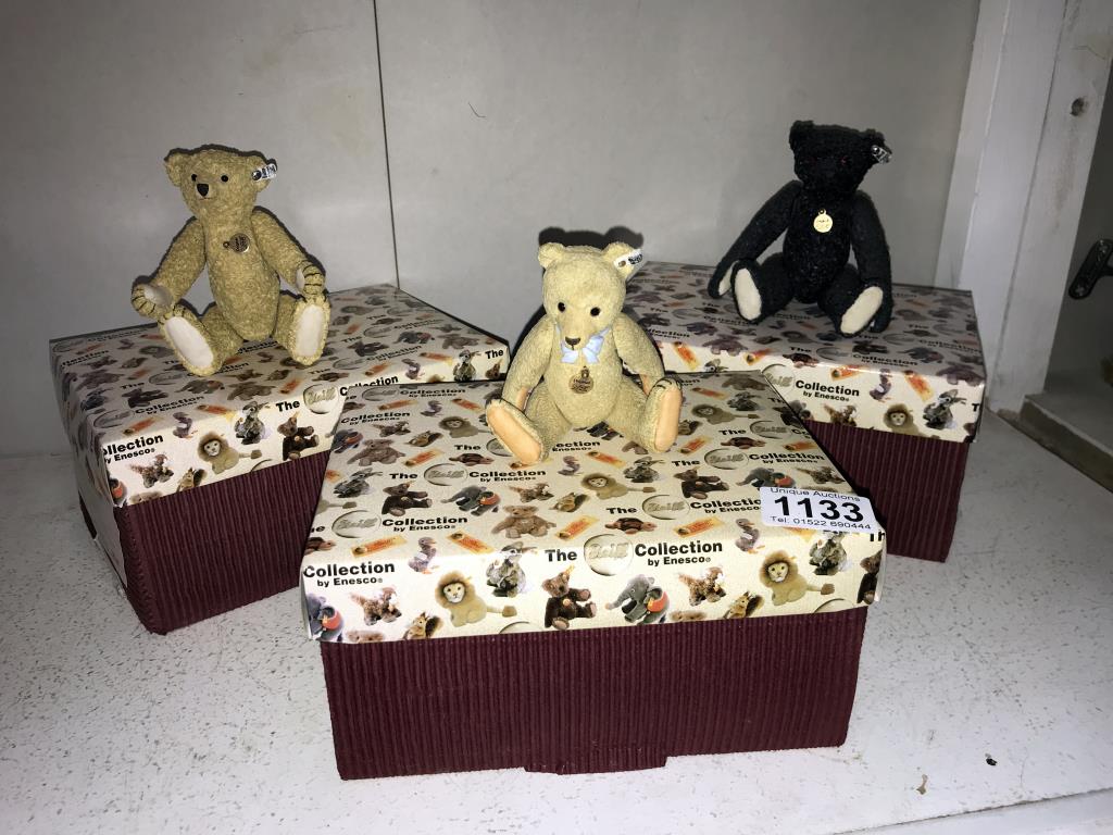 3 boxed Steiff Enesco porcelain articulated bears