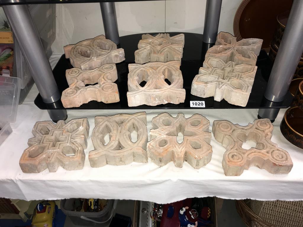 10 vintage ornate terracotta air bricks/tiles