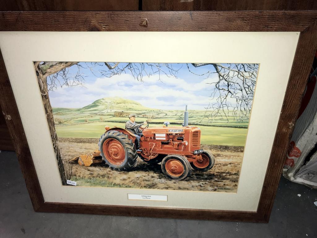 Nuffield at work tractor print by Trevor Mitchely and a large canal waterside print, - Image 4 of 7