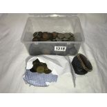 A quantity of coins including Victorian pennies etc.