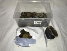 A quantity of coins including Victorian pennies etc.