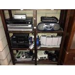 6 shelves of electrical items including JVC DR-E31 Hi-Fi & VHS DVD player etc.