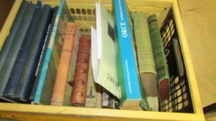 A box of books including five volumes 'Aircraft of the Fighting Nations' etc.