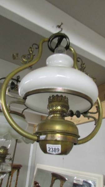 A hanging oil lamp.