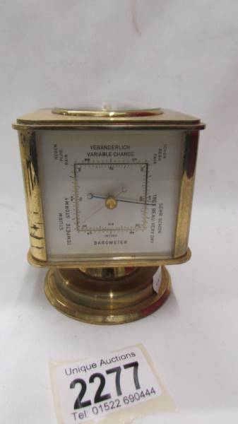 An Angelus circa 1950's Swiss gilt brass portable desk clock/weather station. - Image 2 of 6