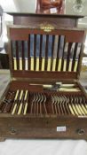 An oak cased Walker & Hall canteen of cutlery. (collect only).