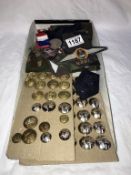 Three 1950's French employment medals & quantity of military badges & patches