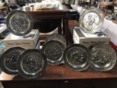8 boxed pewter collectors plates by SKS Bradex Germany