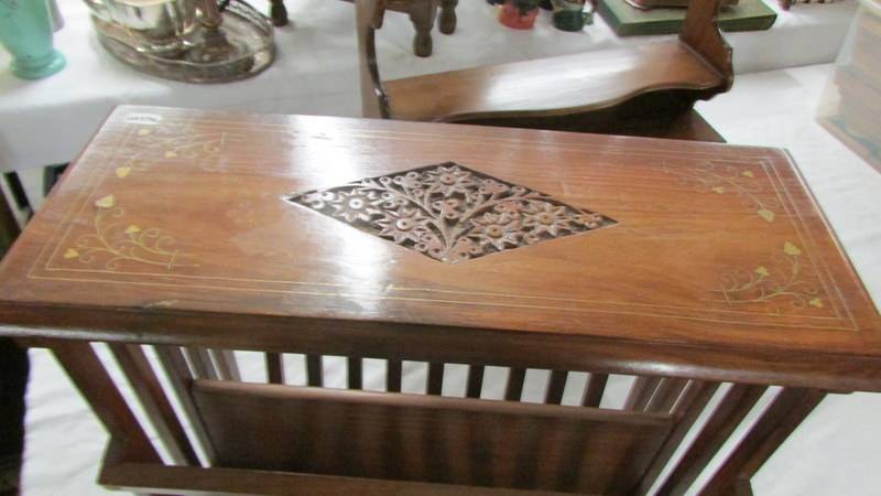 A mahogany magazine rack with brass inlay. (Collect only). - Image 2 of 4