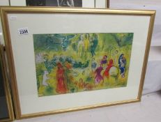 Marc Chagall (1887-1985) Modernist figural lithographic print published in New York printed in West