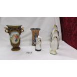 A Carlton ware vase, A Royal Worcester Nun candle snuffer,