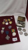 A set of WW1 medals for 694 SGLR Sgt C Newborn, Essex Regiment, silver Masonic medals etc.