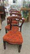 A set of four mahogany dining chairs. (Collect only).