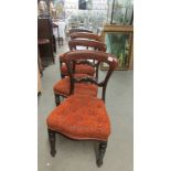 A set of four mahogany dining chairs. (Collect only).