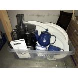 Food processor, meat platters, Chinese blue and white bowls etc.