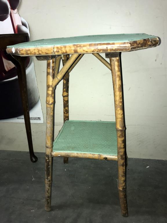 A 1920's 2 tier bamboo side table (46cm x 46cm x 71cm)(Collect only) - Image 2 of 2