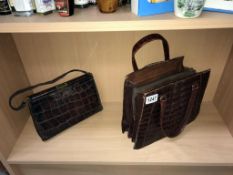 Two 1920's crocodile skin handbags