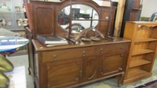 A mahogany mirror backed sideboard. (Collect only).