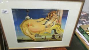 Salvador Dali (1904-1989) Surrealist print of a female nude published circa 1990's.