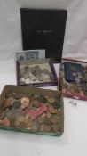 Three trays of pre-decimal and decimal coins.