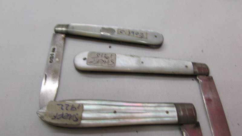 Six silver pen knives. - Image 2 of 4