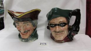 Two Royal Doulton character jugs, both Dick Turpin, one earlier unnumbered and the other D6528.